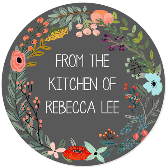 Charcoal Vine Wreath Kitchen Round Stickers